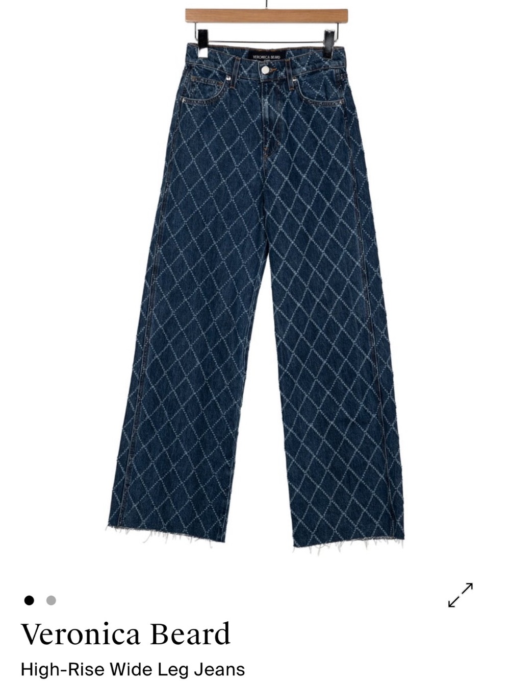EUC Veronica Beard Dark Blue Diamond-Quilt Wide-Leg Jeans SIZE 29